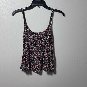 Divided by H&M Women Floral‎ Black Top Spaghetti strap size 6